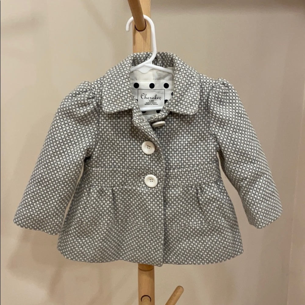 12m Cherokee button peacoat white and grey